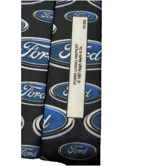 Ralph Marlin Ford Logo Repeat 1997 Vintage Novelty Necktie Polyester - Picture 8 of 8